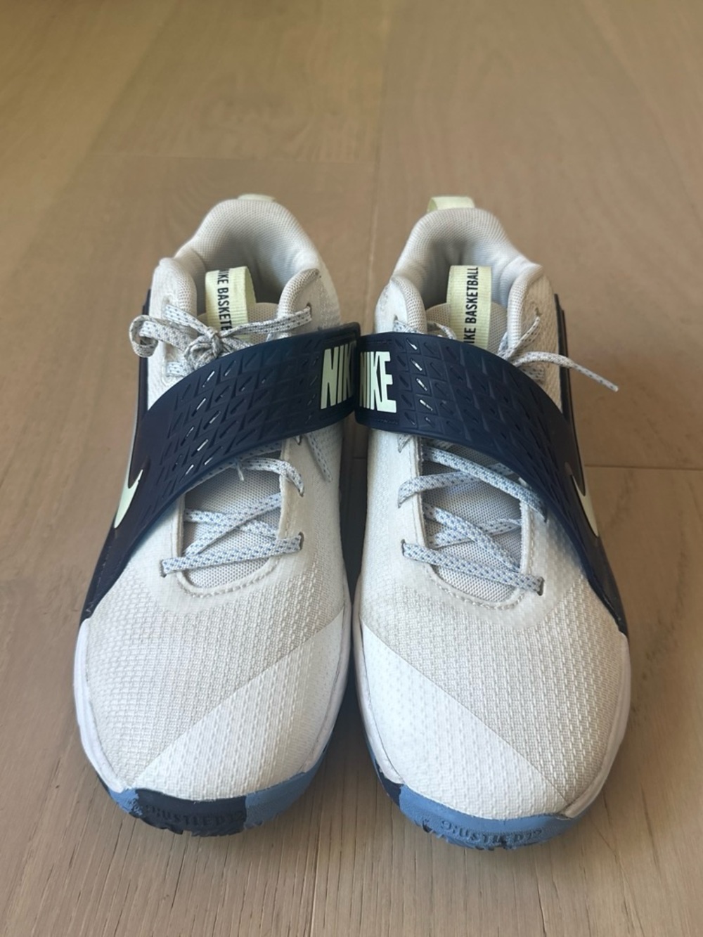 Nike Kids White and Navy Strap Sneakers